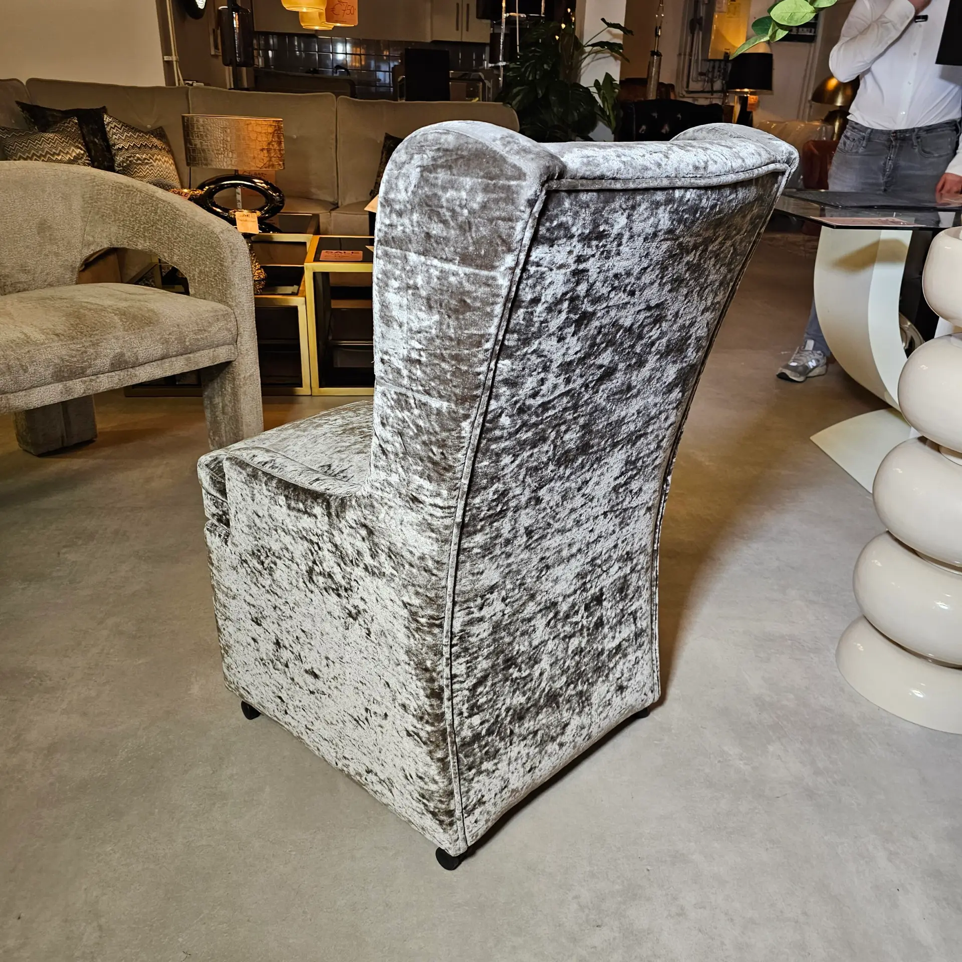 4 Eetstoelen op wielen in een exclusieve stof outlet097 - Afbeelding 2