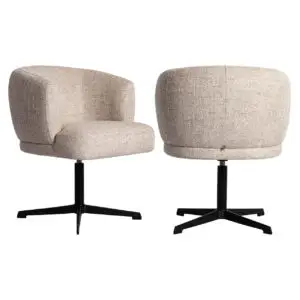 - Eetkamerstoel Dinan cream tweed fire retardant - swivel