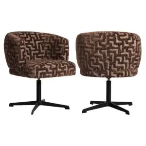 - Eetkamerstoel Dinan brown labyrinth fire retardant