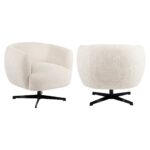 - Lounge stoel Estelle beige blockweave swivel