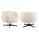 - Lounge stoel Estelle beige blockweave swivel