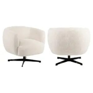 - Lounge stoel Estelle beige blockweave swivel