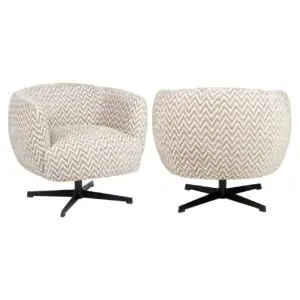 - Lounge stoel Estelle sand chevron swivel