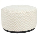 - Poef & Voetenbank Lexie beige chevron 70Ø