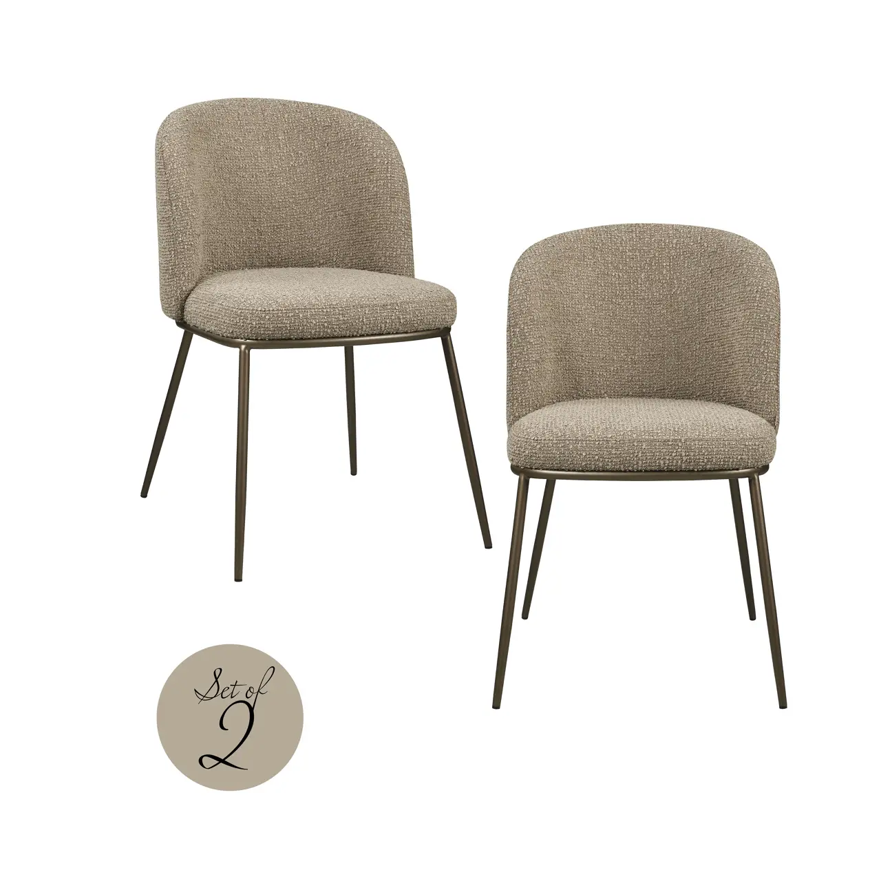- Eetkamerstoel Elvi mocca chunky fire retardant (Set of 2)