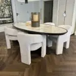 Eettafel Marmer Ovaal met Spinpoot Verbouwings Uitverkoop