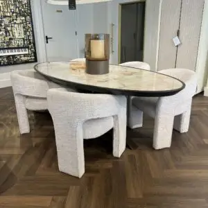 Eettafel Marmer Ovaal met Spinpoot Verbouwings Uitverkoop