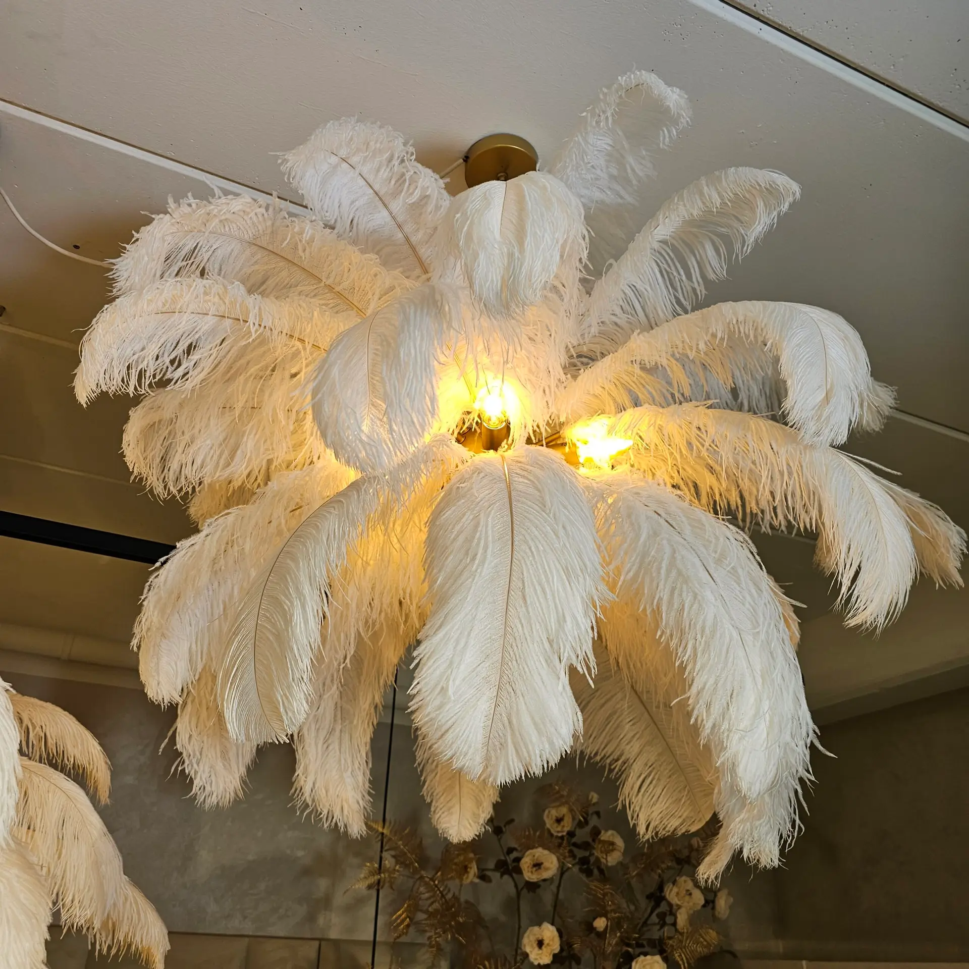 Hanglamp 3 delig Witte Veren vu2524 - Afbeelding 2