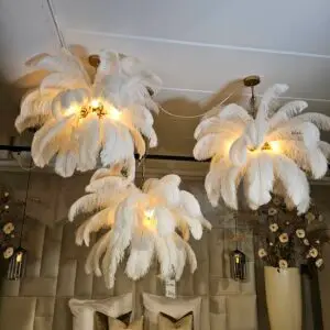 Hanglamp 3 delig Witte Veren vu2524