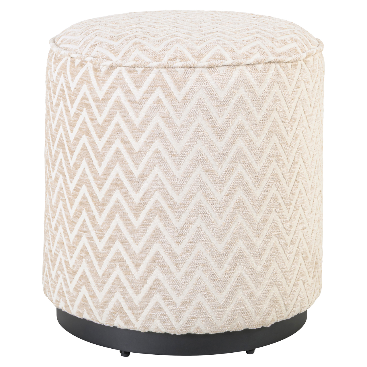 - Poef & Voetenbank Lexie beige chevron 45Ø