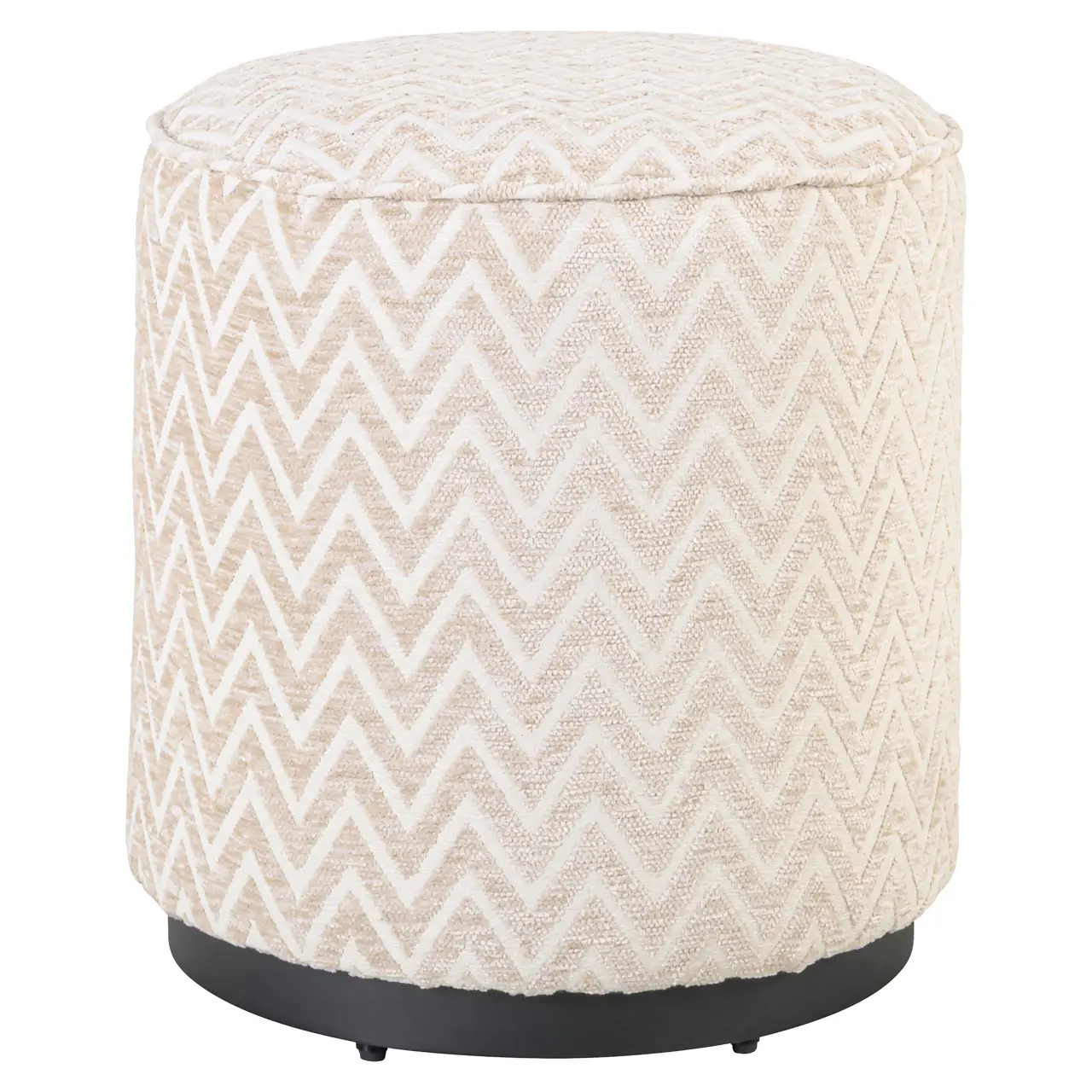 - Poef & Voetenbank Lexie beige chevron 45Ø