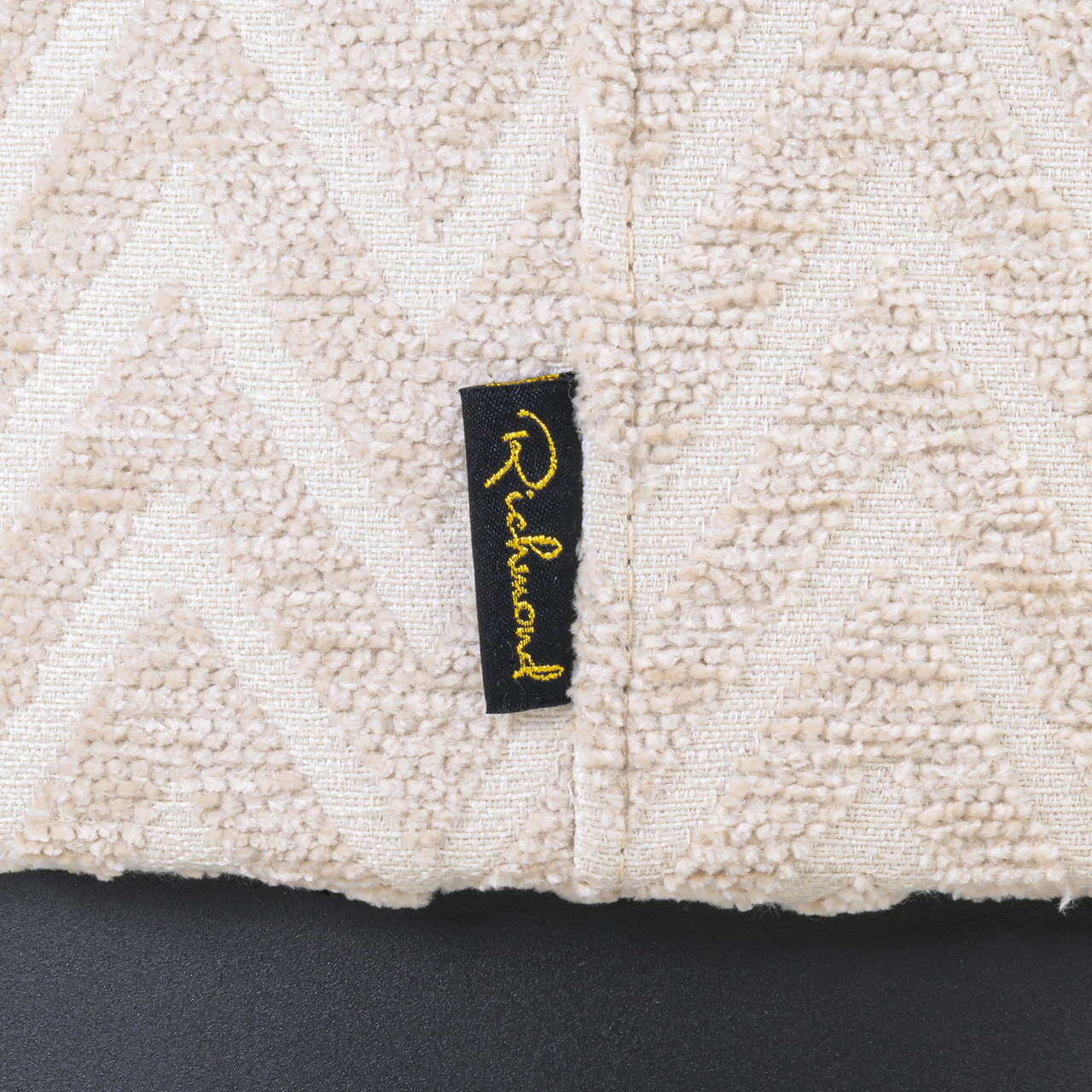 - Poef & Voetenbank Lexie beige chevron 45Ø