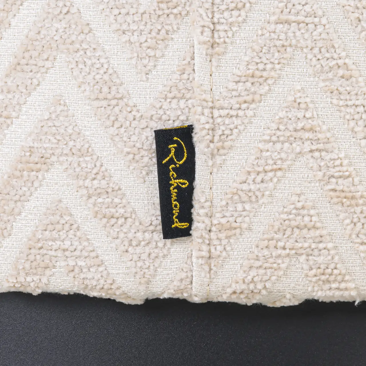 - Poef & Voetenbank Lexie beige chevron 45Ø