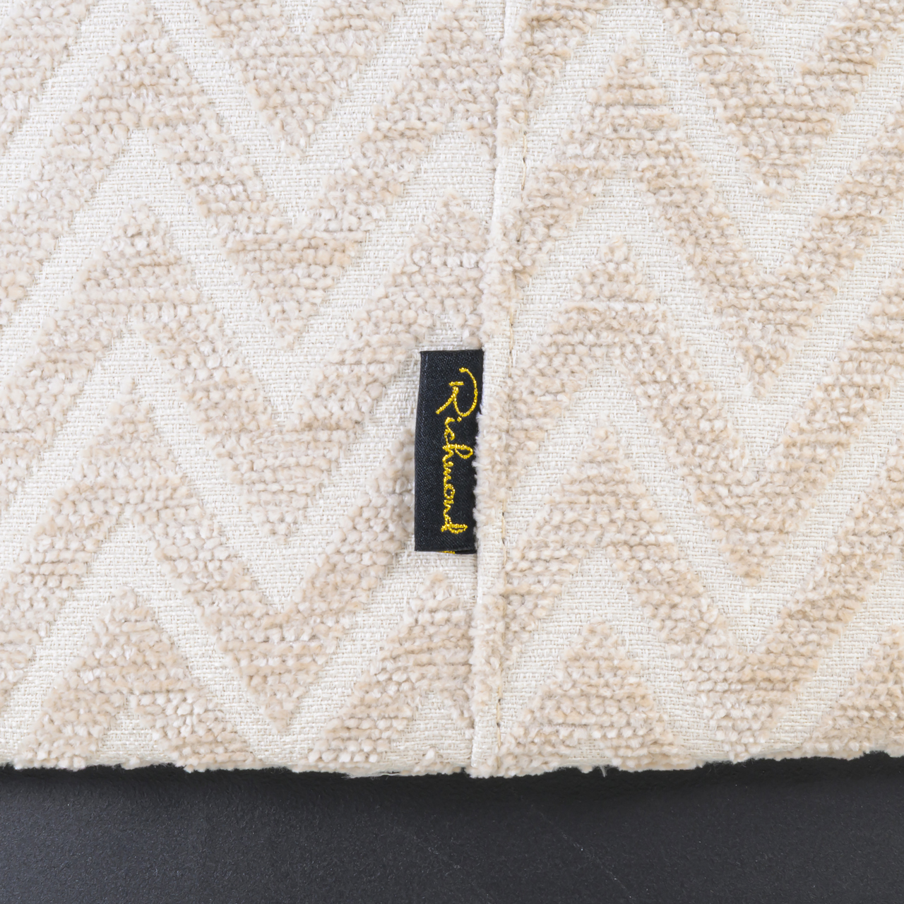 - Poef & Voetenbank Lexie beige chevron 70Ø