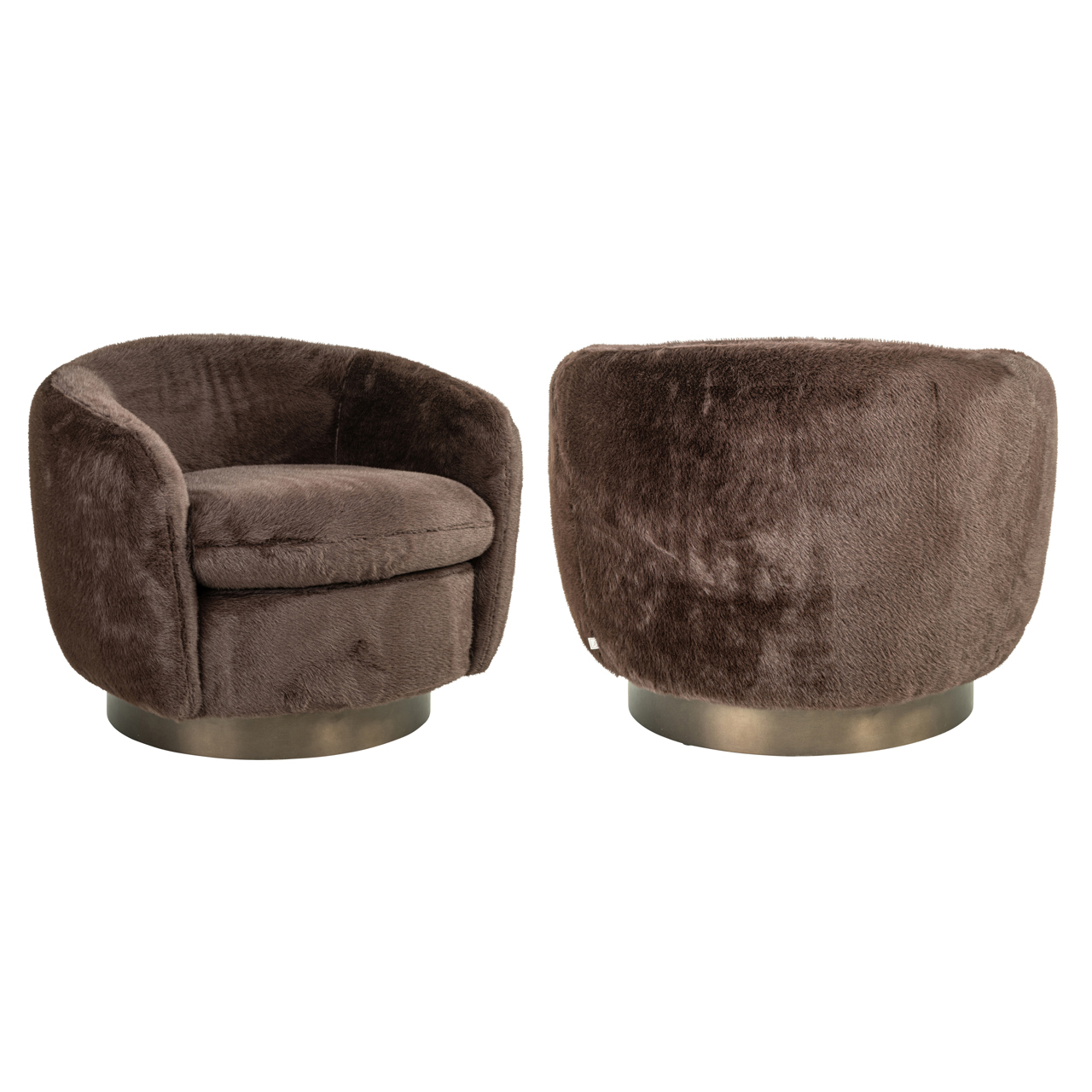 - Lounge stoel Colmar chocolat fluffy swivel