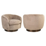 - Lounge stoel Colmar khaki fluffy swivel