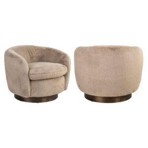 - Lounge stoel Colmar khaki fluffy swivel