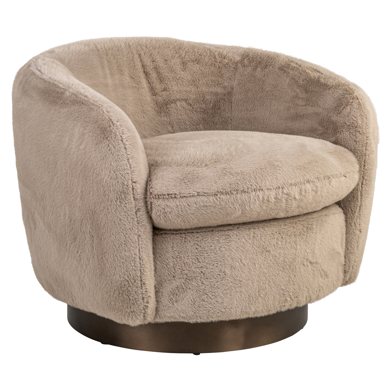- Lounge stoel Colmar khaki fluffy swivel