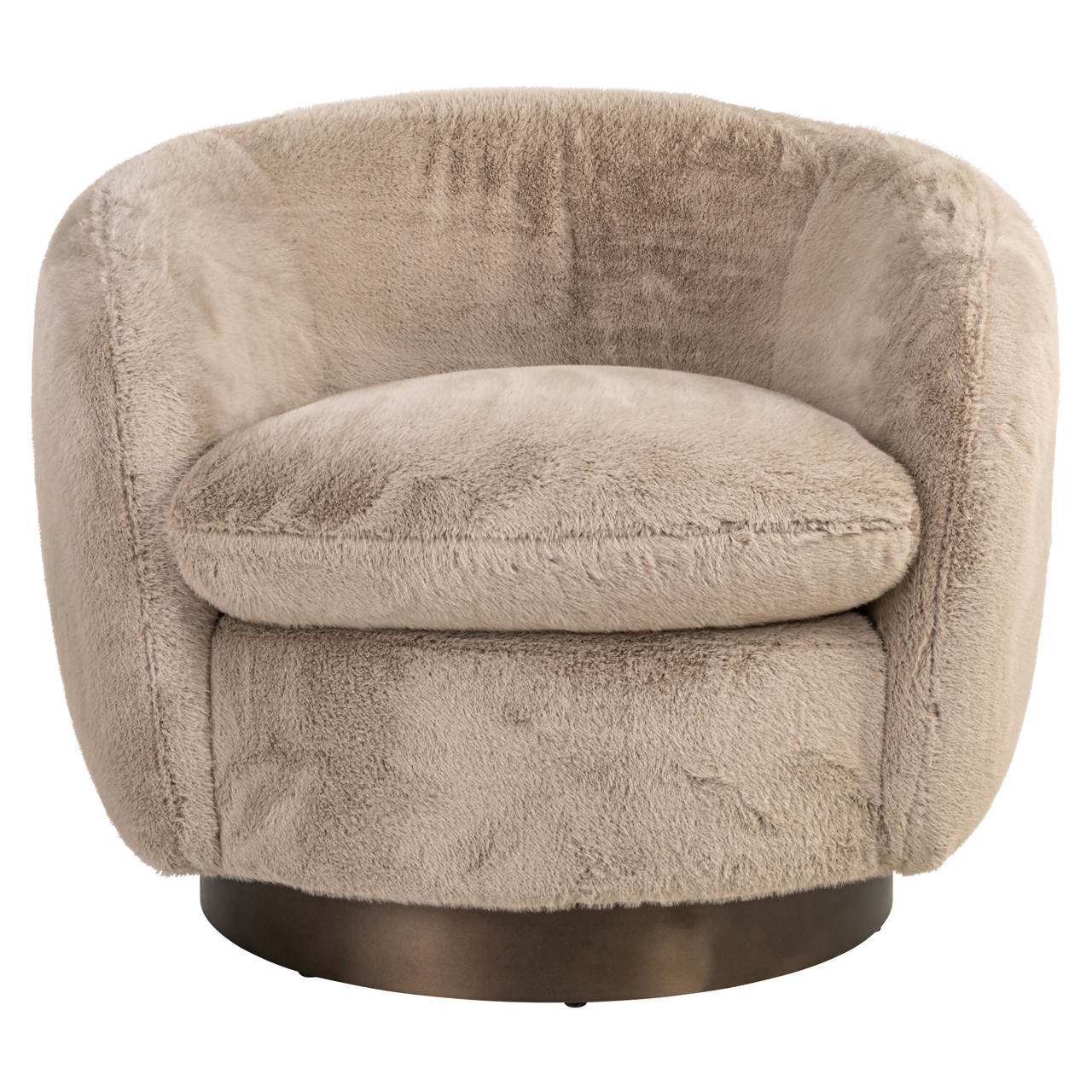- Lounge stoel Colmar khaki fluffy swivel