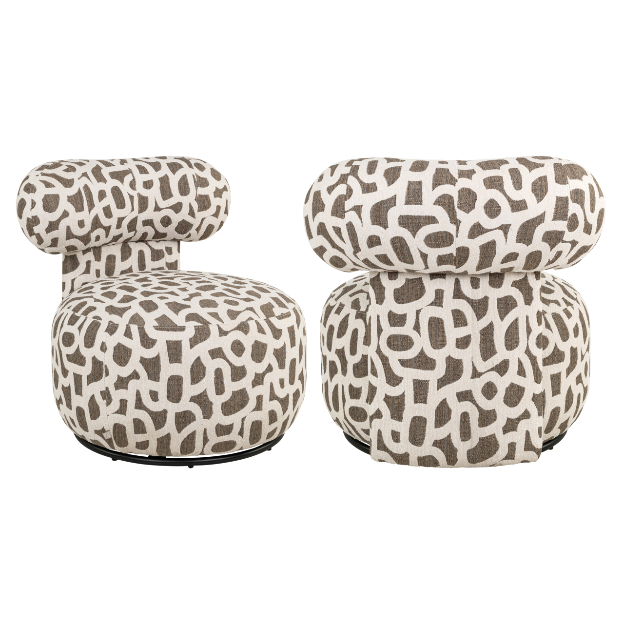 - Lounge stoel Kaya weave brown swivel