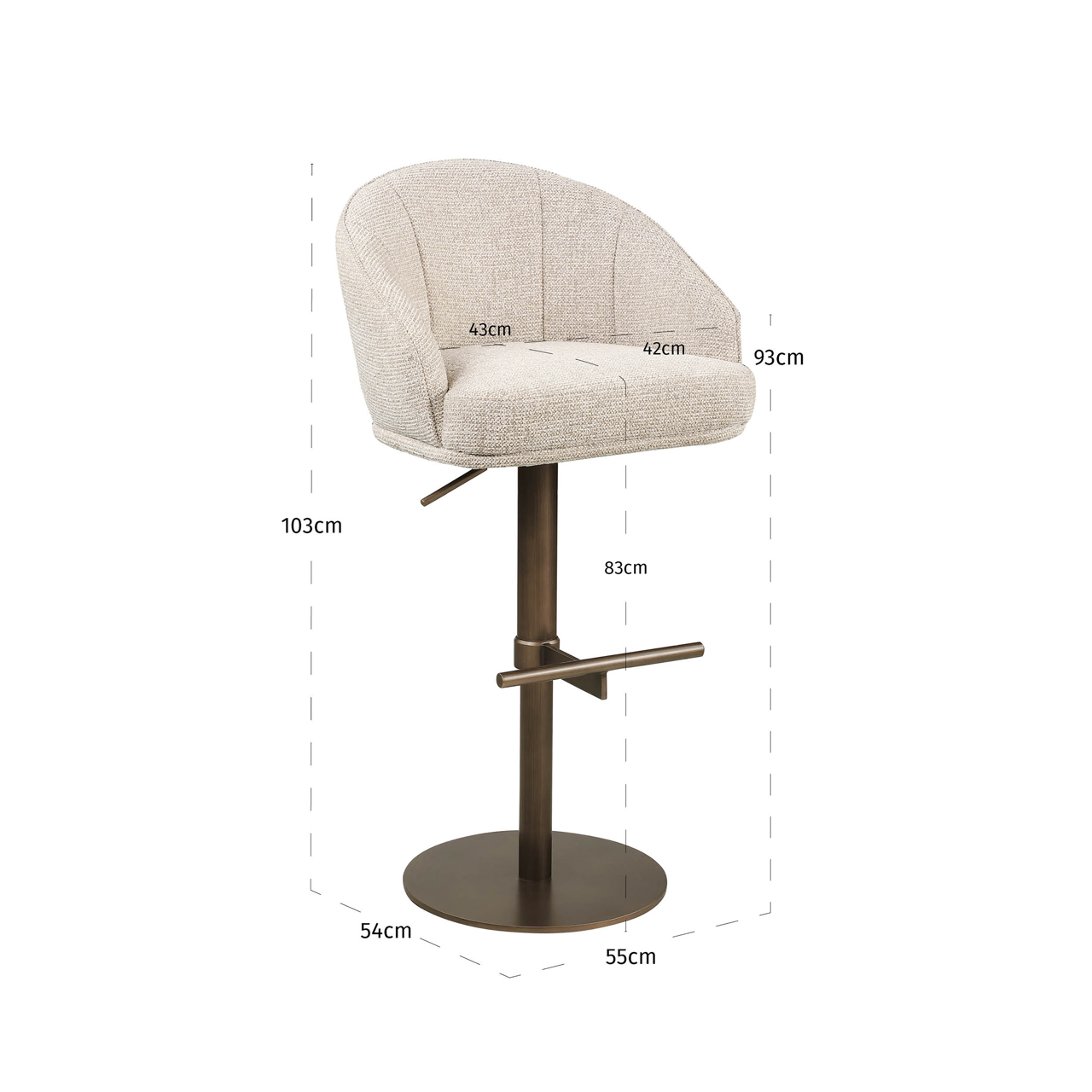 - Barstoel Beverly natural fancy swivel