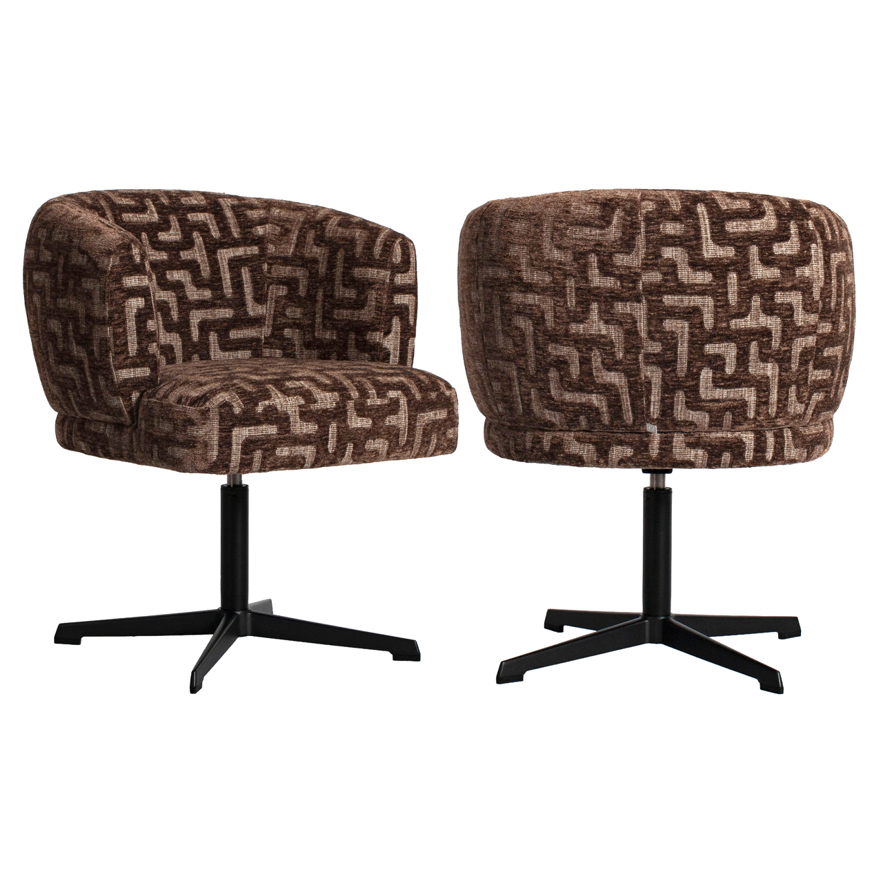 - Eetkamerstoel Dinan brown labyrinth fire retardant swivel