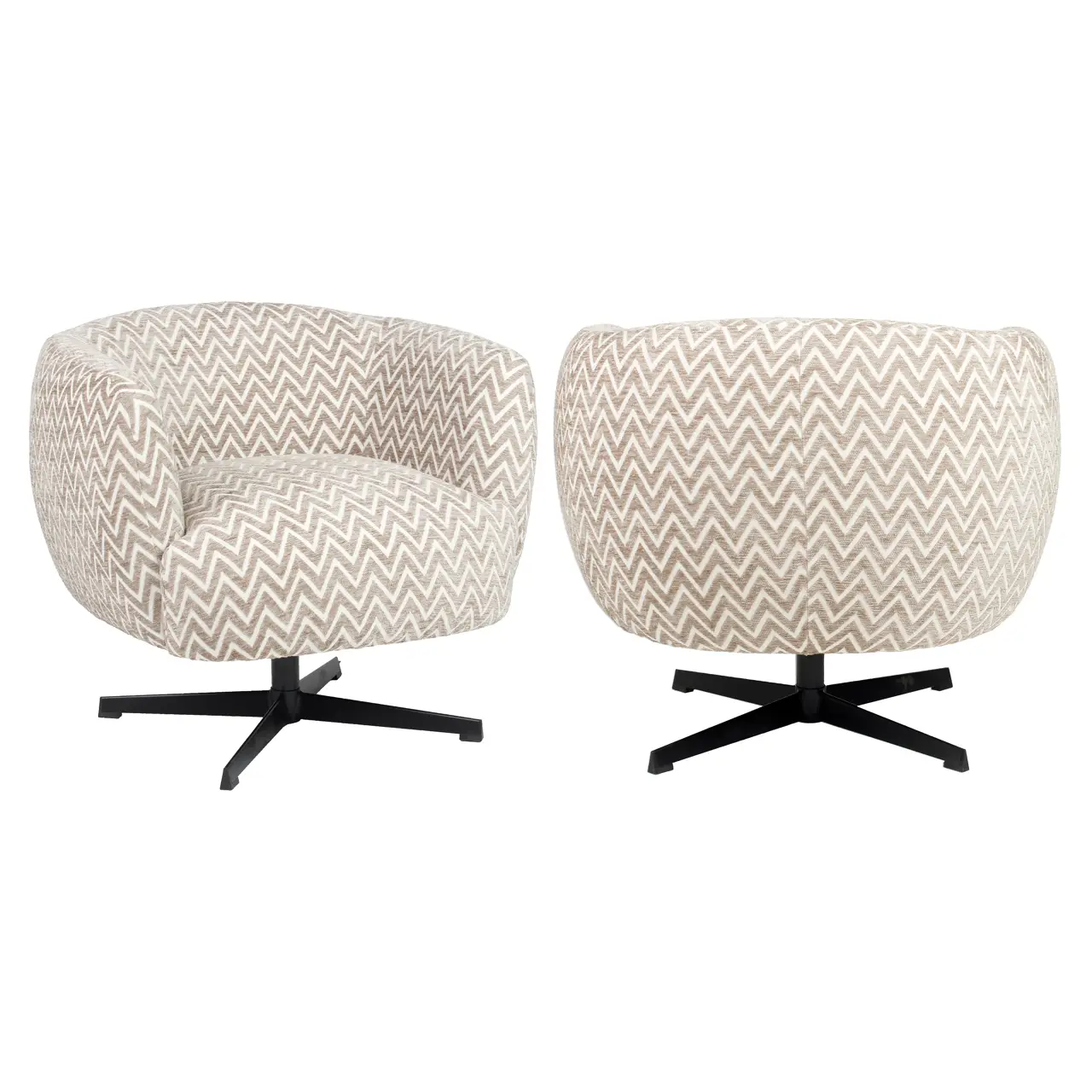 - Lounge stoel Estelle sand chevron swivel