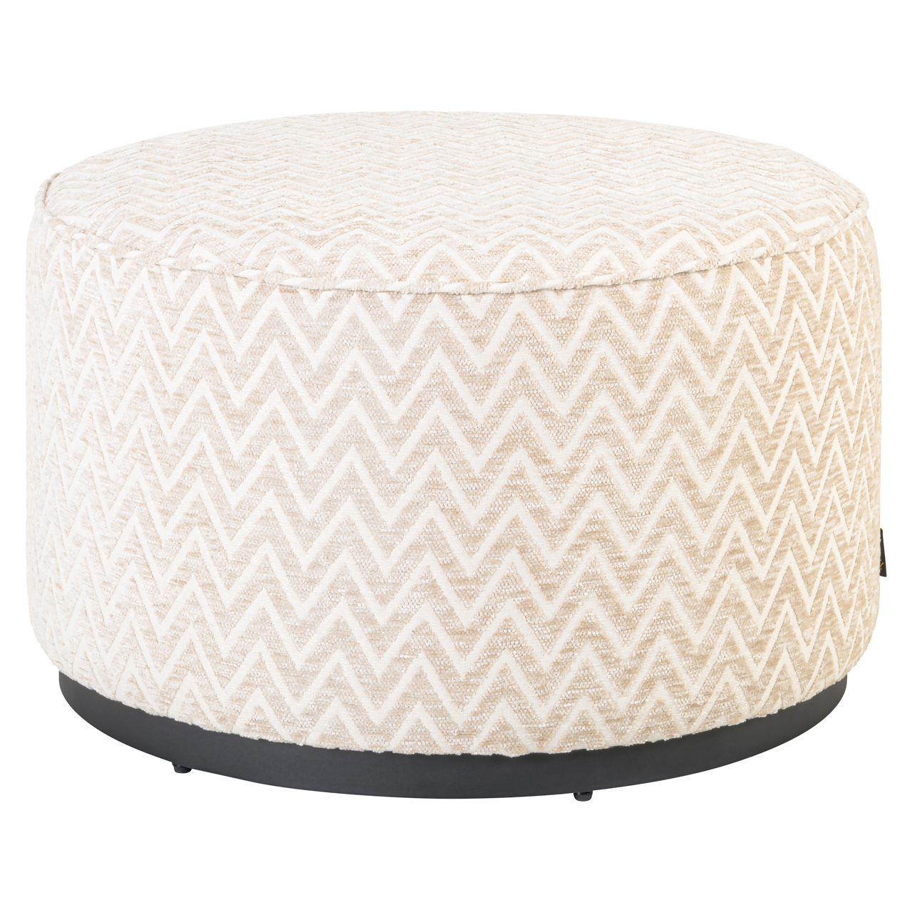 - Poef & Voetenbank Lexie beige chevron 70Ø