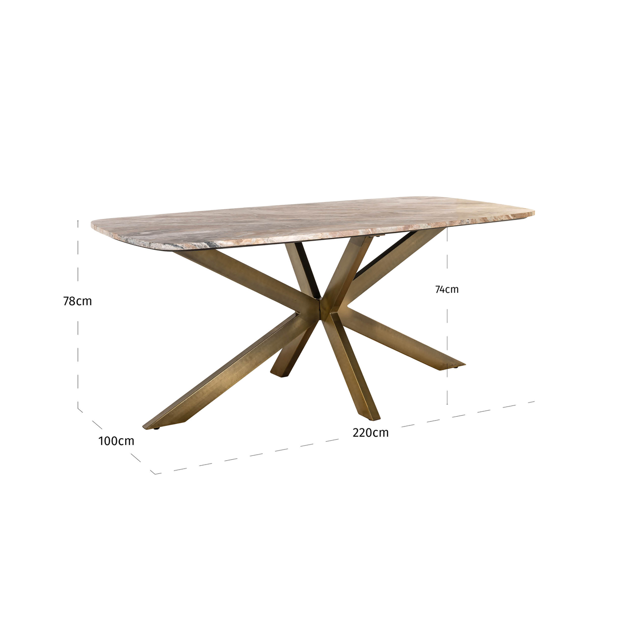 - Eettafel Bottega Blush beige danish oval 220