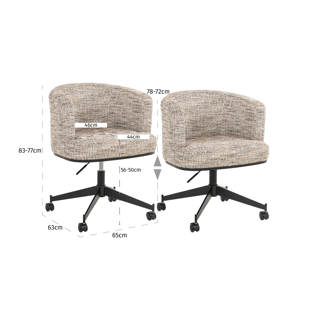 Richmond - Eetkamerstoel Rochenne trendy nature swivel on wheels - Afbeelding 39